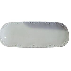 Milk Glass Covered Dresser Tray Glove Box Serveware White Scrollwork Vtg 5x12 In